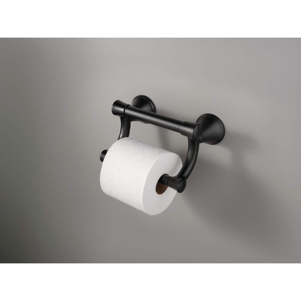 Delta Faucet 41450-BL Decor Transitional Toilet Paper Holder with Assist  Bar, Matte Black