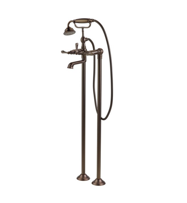 Cross Water London 11-04-BZ Berea Floor Mount Tub Filler With Hand Shower, Bronze