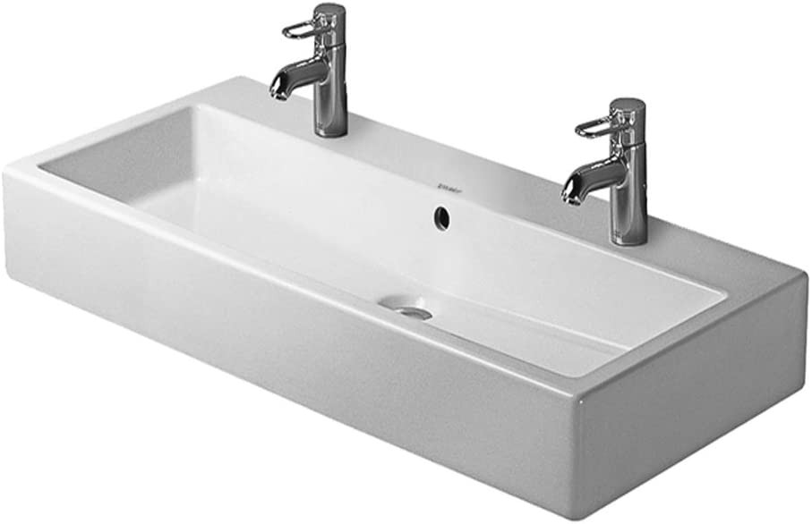 Duravit 04541000241 Vero 39 3/8" Wall Mount Bathroom Sink with Overflow and Tap Platform, White