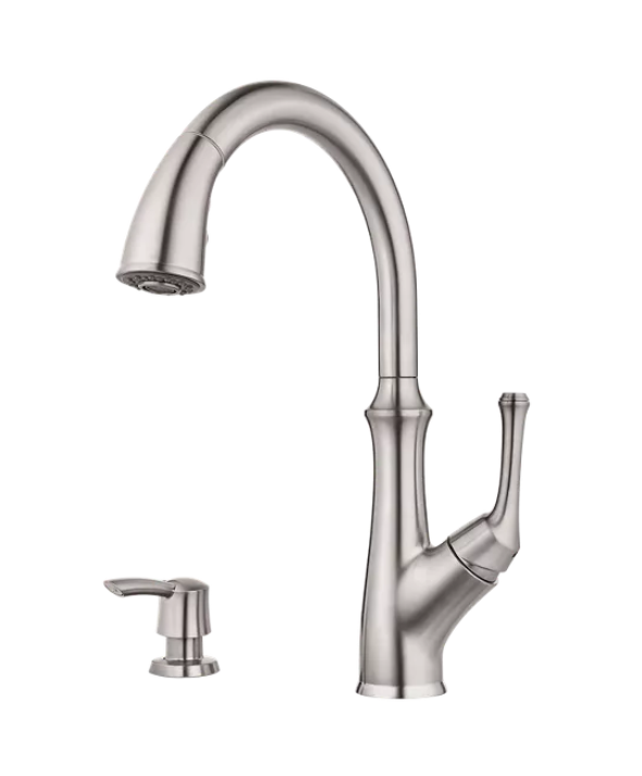 Pfister F-529-7TAS Tamera 1-Handle Pull-Down Kitchen Faucet With Soap Dispenser, Stainless Steel