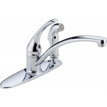 Delta B3310LF Foundations Single Handle Kitchen Faucet With Integral Spray, Chrome