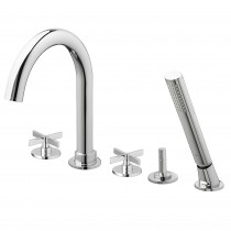 DXV D3510594C.100 Percy 2 Handle Bathtub Faucet with Handshower and Cross Handles in Polished Chrome
