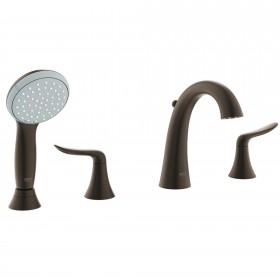 Grohe 25164ZB0 Agira Roman Tub Faucet Trim, Lever Handles, Built-In Diverter, Deck Mounted, Oil Rubbed Bronze, Hand Shower