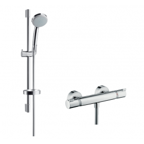 Hansgrohe 27034000 Croma 100 Shower System, Ecostat Comfort Thermostat, 65 cm Shower bar, Chrome