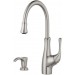 Pfister F-072-VVSS Vosa Single Handle Kitchen Faucet with Soap Dispenser,Stainless